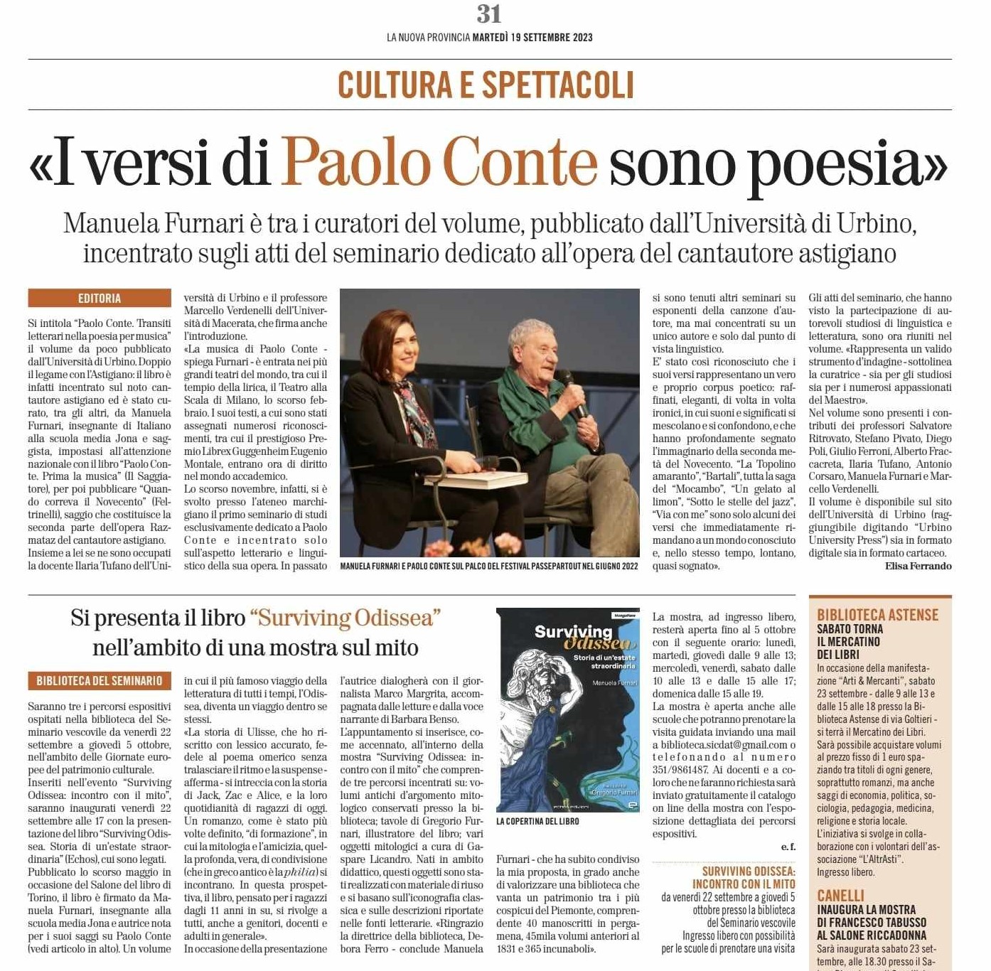 Manuela Furnari Paolo Conte Surviving Odissea articolo recensione Manuela Furnari Paolo Conte Surviving Odissea articolo recensione